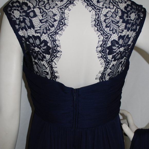 Long Navy Lace Cutout Chiffon Maternity Dress NWT - Picture 3 of 12